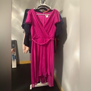 DKNY Fuchsia High-Low Wrap Dress
